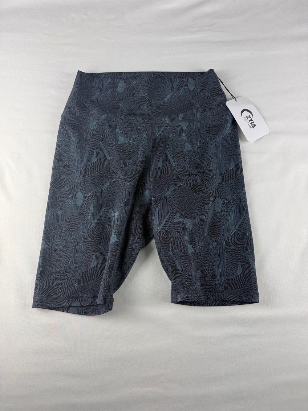 Zyia Active Bike Shorts Black & Blue Women's Size Large NWT Athletic